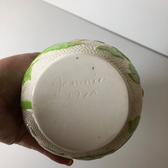 Hand Painted Ceramic Pitcher With Wheat Floral Design Vintage 6 in - Picture 3 of 7